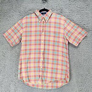 Pendleton Shirt Mens Medium Seaside Multicolor Plaid Short Sleeve Button Up